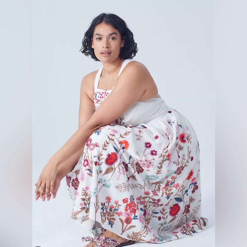 Anthropologie Eularia Floral Embroidered Dress